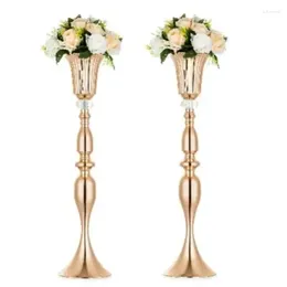 Vases 10 PCS Centres de mariage pour tables Vase de trompette de fleur en métal avec perle en cristal 29,1 pouces de hauteur