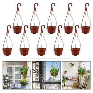 Vazen 10 Sets Chlorophytum Pot Orchid Hangende Flowerpot Vase Nursery Octagon Plastic Garden Supplies Outdoor Decor