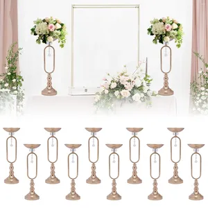 Jarrones 10 unids 19.5 pulgadas Soporte de trompeta de metal Centros de mesa de boda Portavelas Florero de oro Decoración de fiesta de mesa