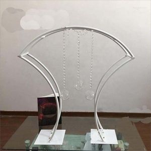 Vases 10pcs) Design Tall Gold Mental Crystal Pièce maîtresse de mariage Décoration de table Support en métal blanc Toile de fond Yudao1081