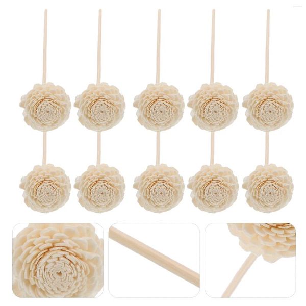 Vases 10pcs DIFFUSER Sticks Wood Fleur Rootan Essential Huile Aroma Accessoires - Blanc