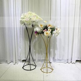 Jarrones 10 piezas) Florero de metal dorado Centros de mesa de soporte dorado para mesa Boda Soportes de fondo altos geométricos