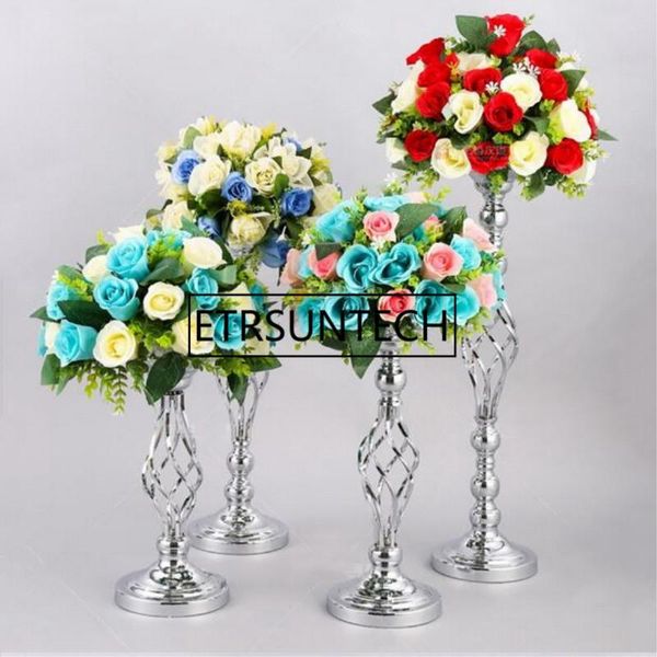 Vases 10 pièces argent bougeoirs support mariage décor route plomb Table pièce maîtresse support pilier fête chandelier candélabre