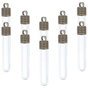 Vases 10pcs souhait tube bouteille nom sur riz verre flacon bricolage artisanat bouchon à vis pendentif longues bouteilles claires charme pour la maison