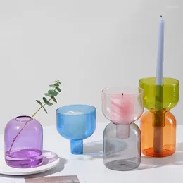 Vases 10styles bougeoir en verre coloré vase à fleurs moderne nordique hydroponique plante terrarium pot maison salon décoration