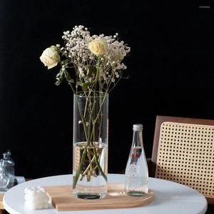 Vases 12 pouces de haut (30 cm) cylindre en verre transparent pièce maîtresse vase à fleurs bougeoir flottant