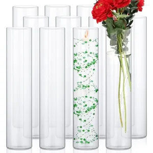 Vases 12 Pack Verre Clair Cylindre Grand Flottant Bougeoirs Pièce Maîtresse Table Dîners Formels Fret Gratuit Vase Maison