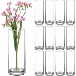 Vases 12 Pack Grand Cylindre En Verre Transparent Bougeoirs Flottants Vase À Fleurs Dîners Formels Fête 10 X 4 Largeur 240301