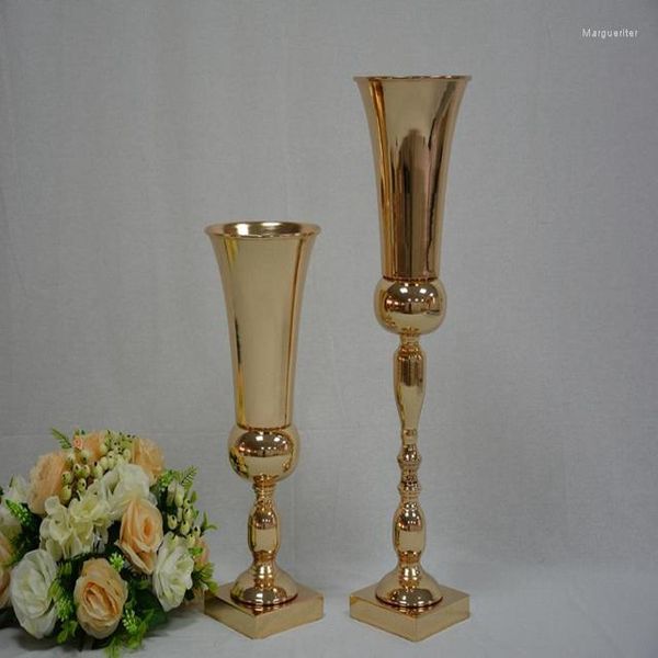 Vases 12 pièces) 40 cm/90 cm de haut) décoration de la maison de mariage fleur pièce maîtresse brillant galvanisé or Vase métal mariage Yudao1315