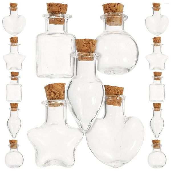 Vases 15 pcs accessoires de téléphone portable mini bouteille en verre délicate décorer compact minuscule festival décoratif liège souhait