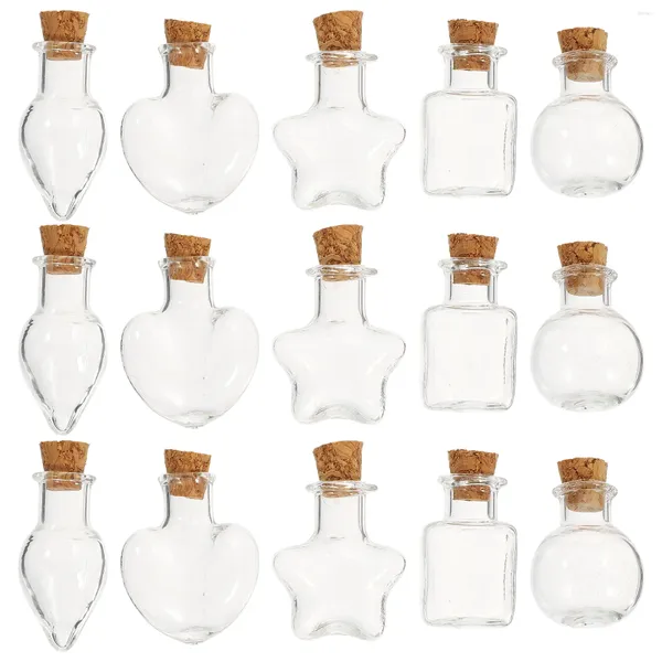 Jarrones 15 piezas pequeñas botellas de deseos corcho miniatura DIY