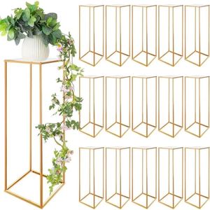 Vazen 16 stuks 31,5 inch gouden bruiloft bloemstandaards bulk hoge centerpieces rechthoekig feestdecor vracht gratis