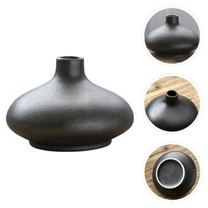 Vases 1PC Vase en céramique Artisanat Décor Ornement Zen chinois (noir rond)
