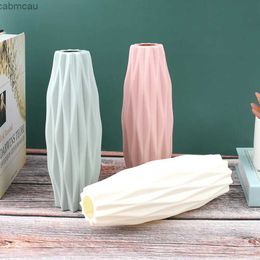 Vases 1pc Diamond Match Plastique Vase Vase Vase blanc Céramique Pot de fleurs épais et durable pour la chambre du salon Decora Home Decora