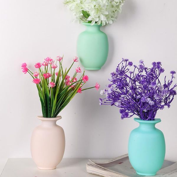 Vases 1PC bricolage Nano magique caoutchouc Silicone collant fleur Vase mur accrocher conteneur fleuron bouteille décoration maison