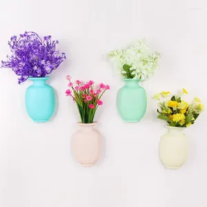 Jarrones 1 unid DIY Nano Magic Sticky Flower Vase Wall Hang Room Decor Pot Container Floret Botella para decoración del hogar