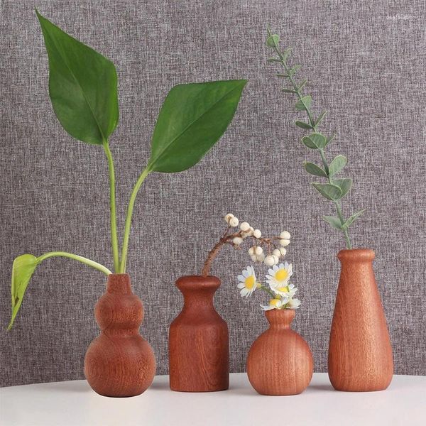Vases 1PC EBONNE Vase en bois en bois Plant plante en bois massif fleuriste artisanat de bureau à la maison accessoires de décoration