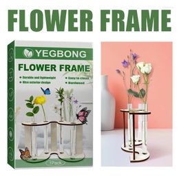 Vases 1pc Flower Frame Culture de l'eau Green Plant Testing Teube Arrangement de tube Vase Vase en bois Verre décorative Verre