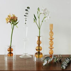 Vases 1pc verre fleur vase décoratif pièce maîtresse décoration claire maison anniversaire faveur événement mariage arts artisanat
