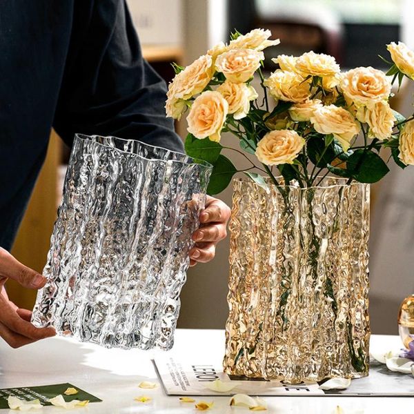 Vases 1pc Glass Glacier Design Vase Dining Table Fleur Planteur de fleurs DÉCORATIONS DE Table