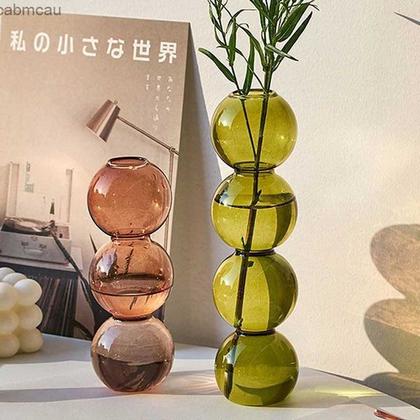 Vases 1pc Nordic Entoré de verre bulle vase Small Creative Spherical Flower Vases Home Decor Gourd Sphérique Art Fleur Ornements Gift