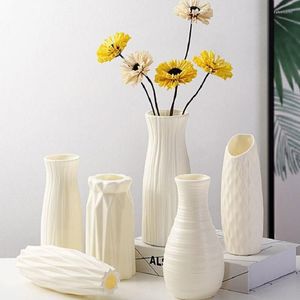 Vases 1 pc nordique blanc en plastique fleur Vase simulé Bouquet Pot maison salon Decora Table Arrangement ornement