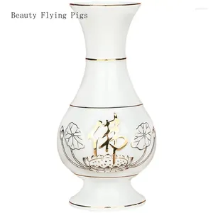 Vases 1pcs en céramique en céramique plaqué or plaqué or et bouteille de puanyin en forme de bouddha