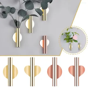 Vases 1pcs Creative Rose Golden Vase Mur Murder en acier inoxydable Flowerpot Home Wedding Decoration For Livingroom Mirror Vas J2W0