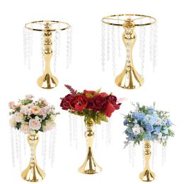 Vases 1pcs or vase de mariage pièce maîtresse décorations de table support de fleur stand de mariage banquet décor de bureau arrangement de fleurs