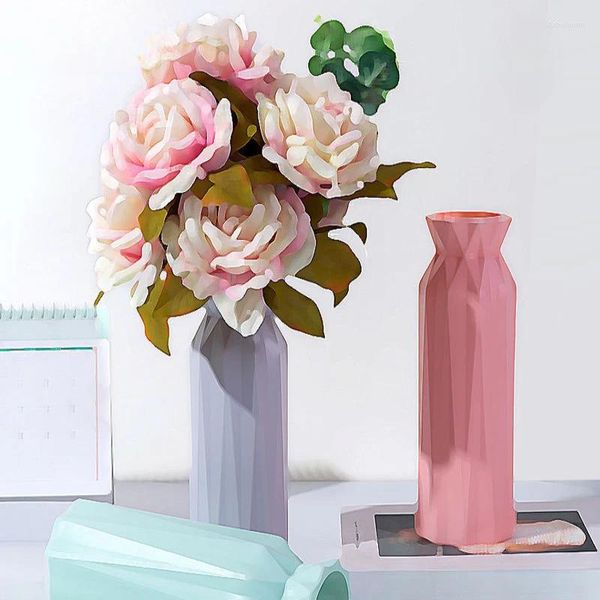 Vases 1pcs Vase en plastique Accueil Fleurs séchées Ustensiles Table à manger Décorations de salon Arrangement de fleurs à bouche ronde