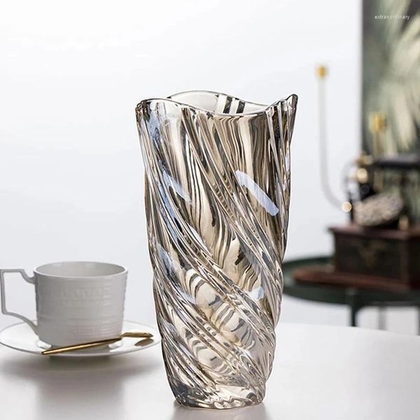 Vases 1pcs Ryukuang Crystal Glass Vase Arrangement floral décoratif American Living Room Modèle El Ornements