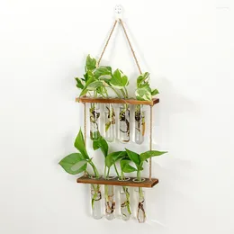 Vases 2 3 3 à plusieurs niveaux Hydroponics Hydroponics Home Decor With Wood Stand Modern Mur Mur Hanging Office Test Tube Planter