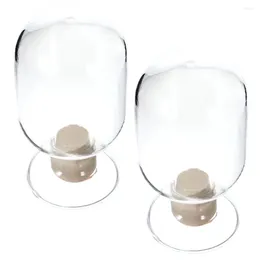 Vazen 2 Stuks Fles Matches Cloche Glazen Koepel Display Stick Houder Voor Vuurloze Bell Mason Jars