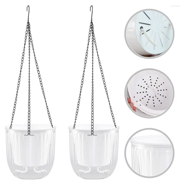 Vases 2 pcs Pot de fleurs intérieur suspendus jardinières plantes maison résine auto-amorçante pour pots de pépinière