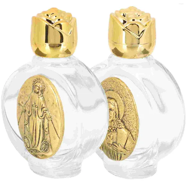 Jarrones 2 PCS Botella de agua bendita Botellas de vidrio Decoraciones de bautismo para boda estilo occidental