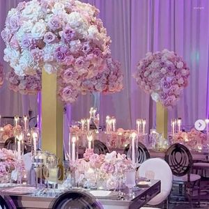 Vases 2 PCS / lot Gold Metal Flower Wedding Table Centres de table Event Party Home et El Decoration Road Lead