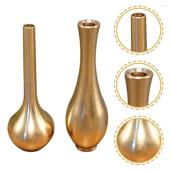 Vases 2 PCS Pure Copper Vase Mini Decoration Ware Ware Retro Brass Metal Tiny Dining Table