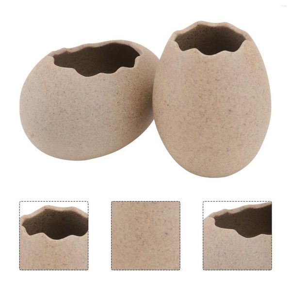 Vases 2 PCS Small Egg Shell Vase Plantation Home Decorations Simple Ceramics Hydroponics Plants Container