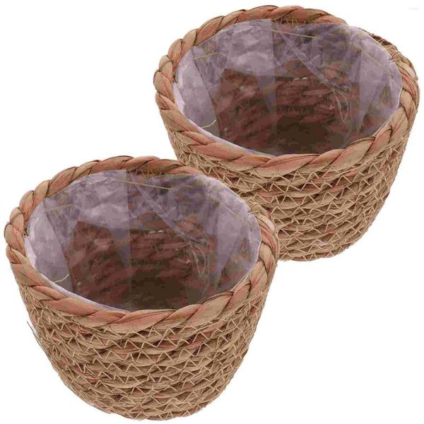 Jarrones 2 pcs plantas de cesta de cesta de macetas tejidas de macetas de maceta