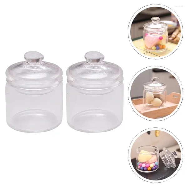 Vases 2 PCS Sugar Bowl Miniture Jar Outdoor Home Decor Tiny Glass Sweets House Accessoires