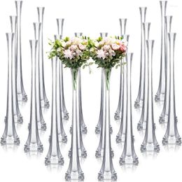 Vases 20 pouces clairs haut de gamme de fleurs en verre skinny Récipient floral pour réception de mariage décoration d'anniversaire (24) Vase libre de fret