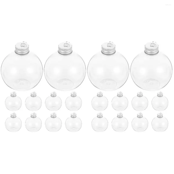 Jarrones 20 PCS Botella esférica de Navidad Agua clara Botellas de jugo portátiles Almacenamiento multifunción La mascota con tapas de plástico al aire libre