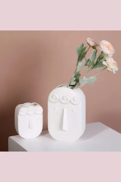 Vases 2024 Céramic Funny and Interest Handmade Ins Style Home Decoration Bedroom Living Room For Pure White Flowers Pot
