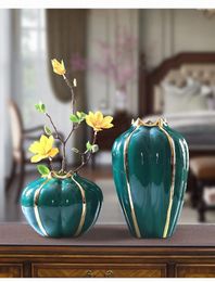 Jarrones 2024 nórdico creativo estilo chino luz lujo cerámica florero adornos sala de estar El modelo decoraciones suaves