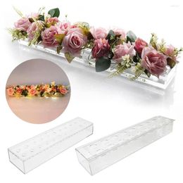 Vazen 22 Gaten Helder Acryl Bloemenvaas Rechthoekig Voor Eettafel Bruiloft Decoratie Roos Geschenkdoos Met Licht Desktop Home Decor