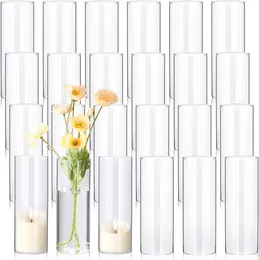 Vases 24 pcs 8 pouces de haut en verre en vrac clair cylindre fleur bougeoir transparent vase de plante florale