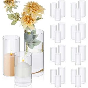 Vases 24 pièces Vases cylindriques en verre pour centres de table Vase en verre transparent multi-usage cylindre en verre bougeoirs flottants fret gratuit L240309