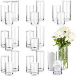 Vases 24 PCS Cylindre en verre Vases Vase Hurricane Vase en vase pour centres de table