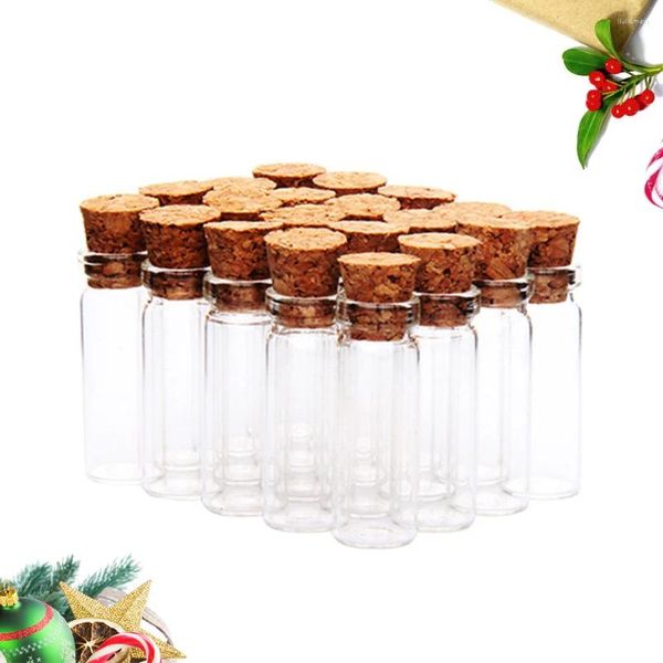 Vases 24pcs Petites bocaux en verre Bouteille avec bouchons de liège en bois Clear souhaitant des bouteilles à dériver Message pour décoration de douche