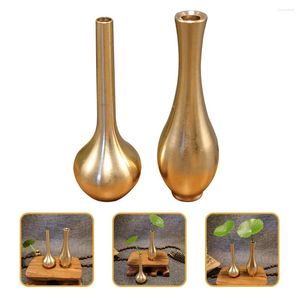 Vases 2pcs bureau en laiton minuscule vase mini table en métal artisanat bouddha ornement